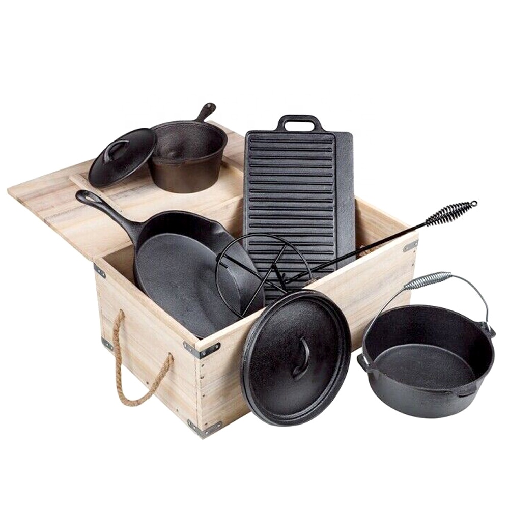 Camping Cooking Dutch Oven - 프리시즌드 바베큐 헤비듀티 아웃도어 캠핑 7종