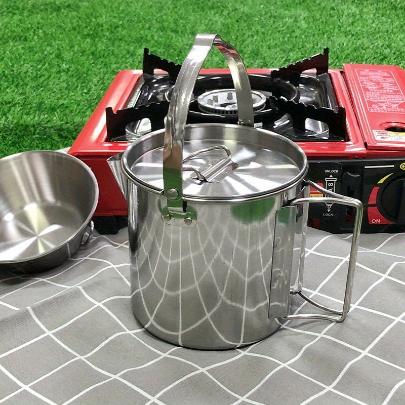 Camping Cooking Pot Stainless Steel - 캠핑 피크닉 및 행잉 쿡아웃을 위한