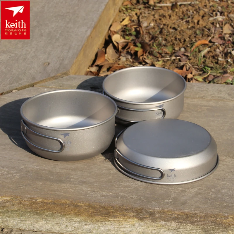Camping Cooking Pot Stainless Steel - Keith 티타늄 조리기구 팬 그릇 세트,