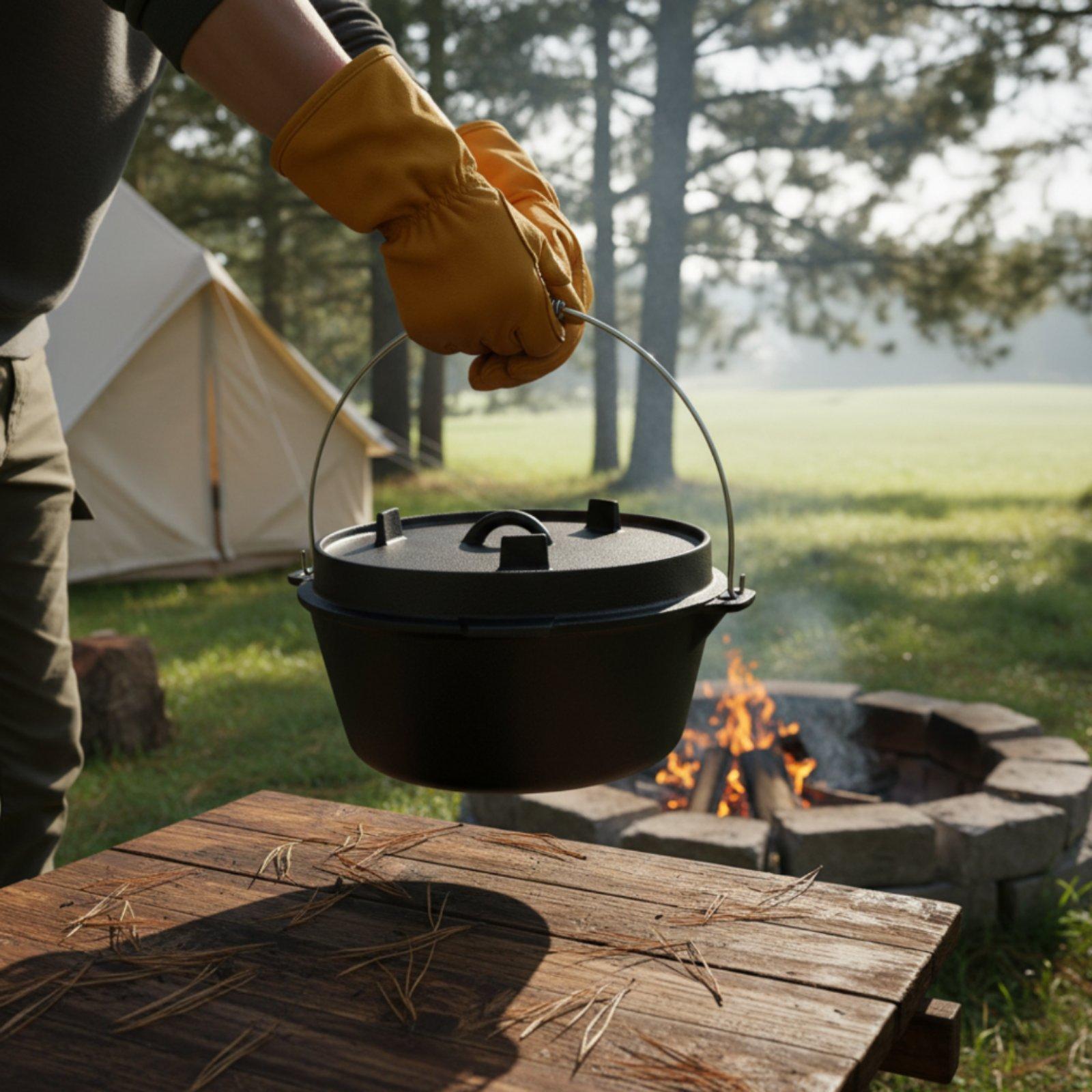 Camping Cooking Dutch Oven - 캠핑용 두꺼운 주철 더치 오븐 캠프