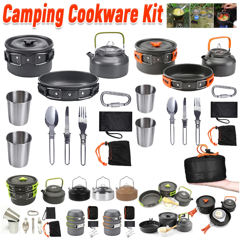 Camping Hiking Cooking - 캠핑 조리기구 세트 주전자 냄비 프라이팬