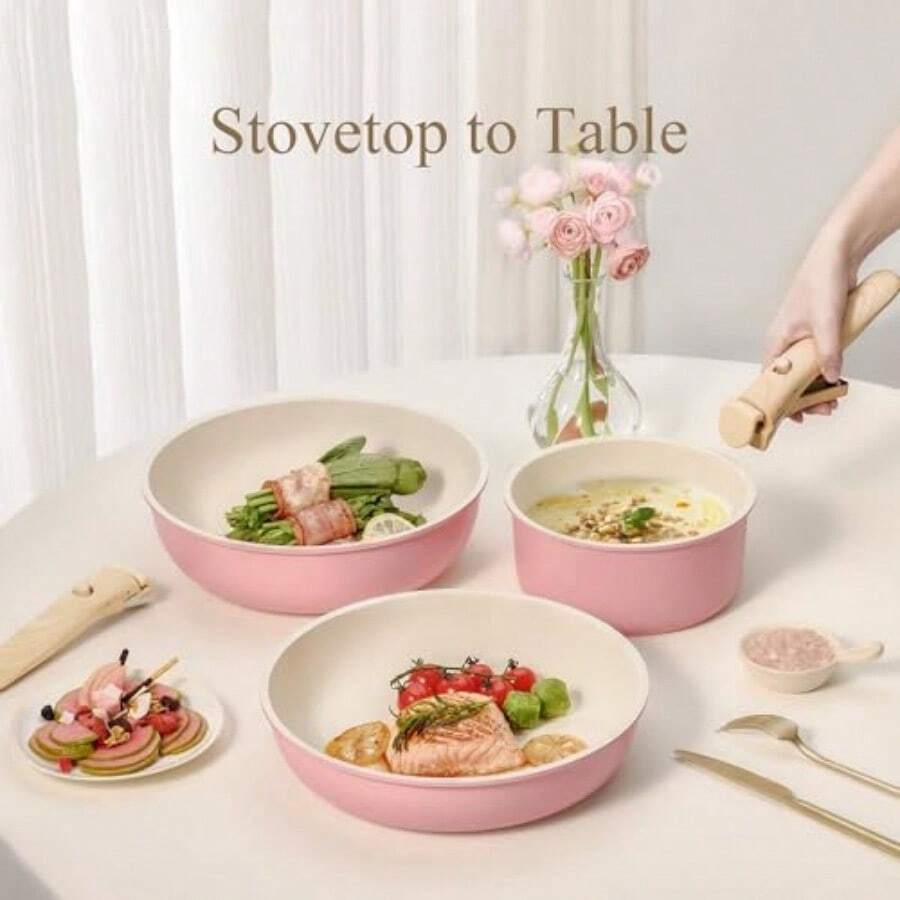 19피스 냄비 프라이팬 세트 논스틱, 탈부착 가능한 손 - Camping Cooking Set Detachable Handle 리뷰 및 가격