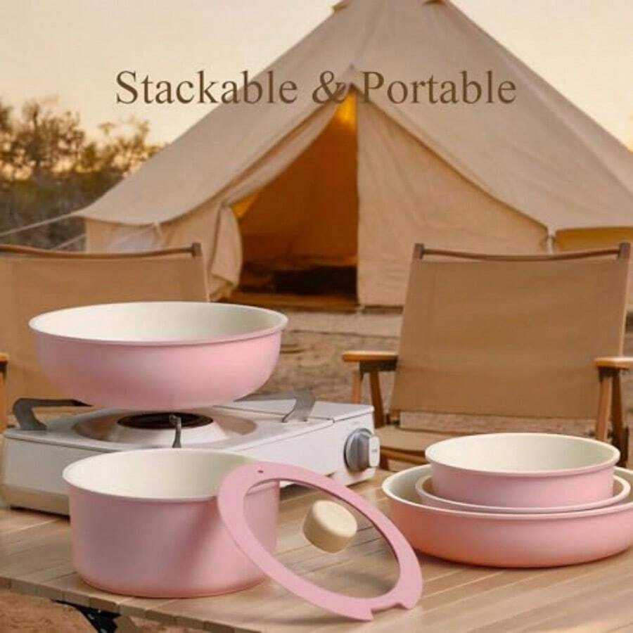 19피스 냄비 프라이팬 세트 논스틱, 탈부착 가능한 손 - Camping Cooking Set Detachable Handle 리뷰 및 가격