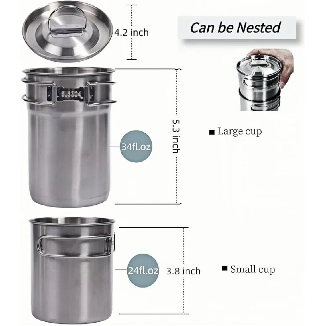 접이식 캠핑컵 머그컵 캠핑 냄비 조리기구 304 식품  - Camping Cooking Pot Stainless Steel 리뷰 및 가격