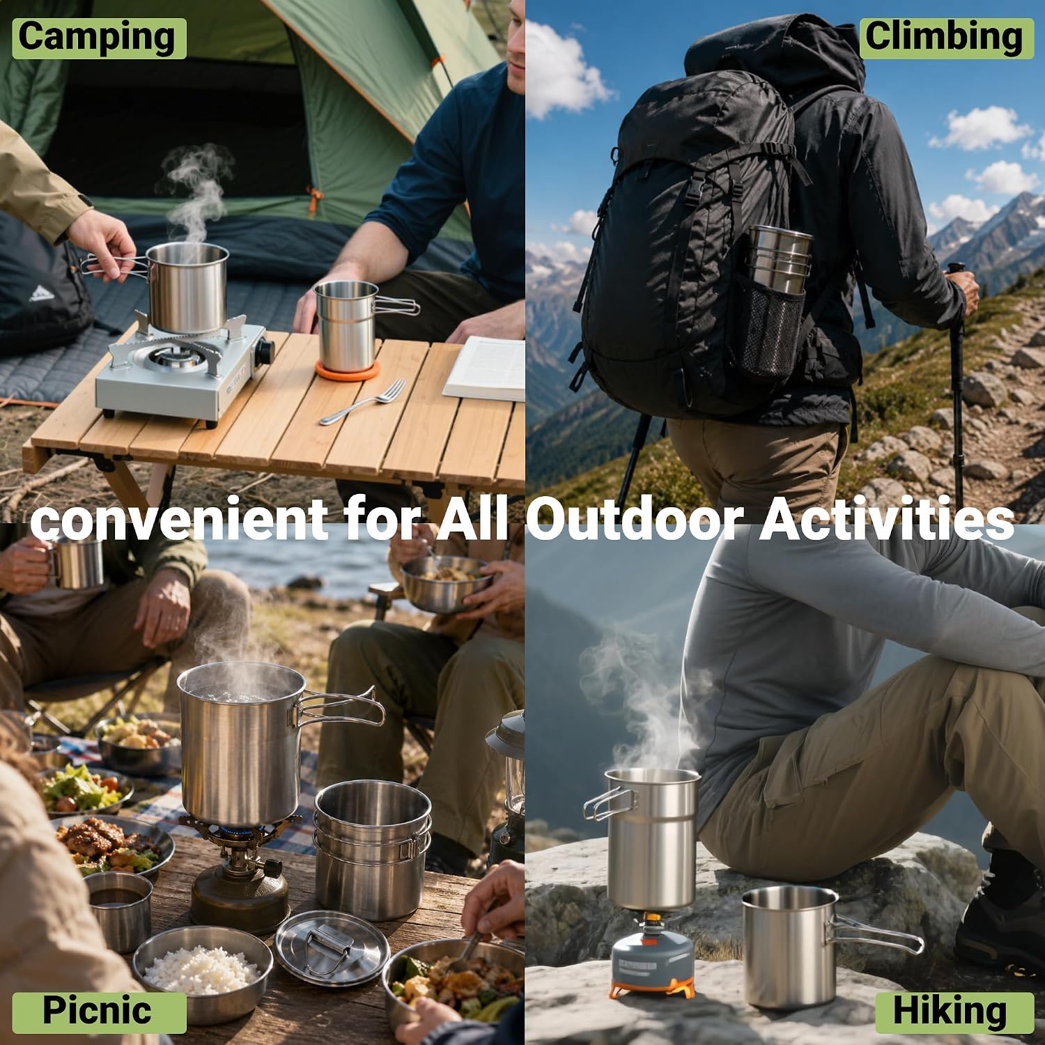 접이식 캠핑컵 머그컵 캠핑 냄비 조리기구 304 식품  - Camping Cooking Pot Stainless Steel 리뷰 및 가격