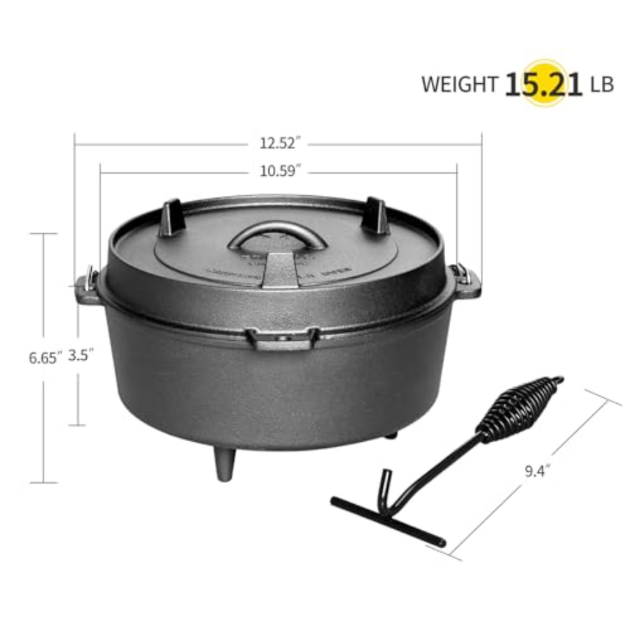 시즈닝된 무쇠 더치 오븐(스킬렛 뚜껑 포함), 야외 캠 - Camping Cooking Dutch Oven 리뷰 및 가격