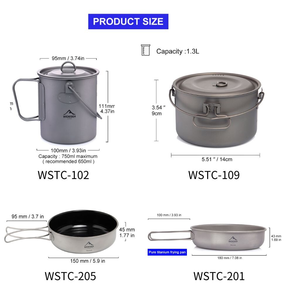Widesea 캠핑 식기 티타늄 조리기구 세트, 관광  - Camping Cooking Pot Stainless Steel 리뷰 및 가격