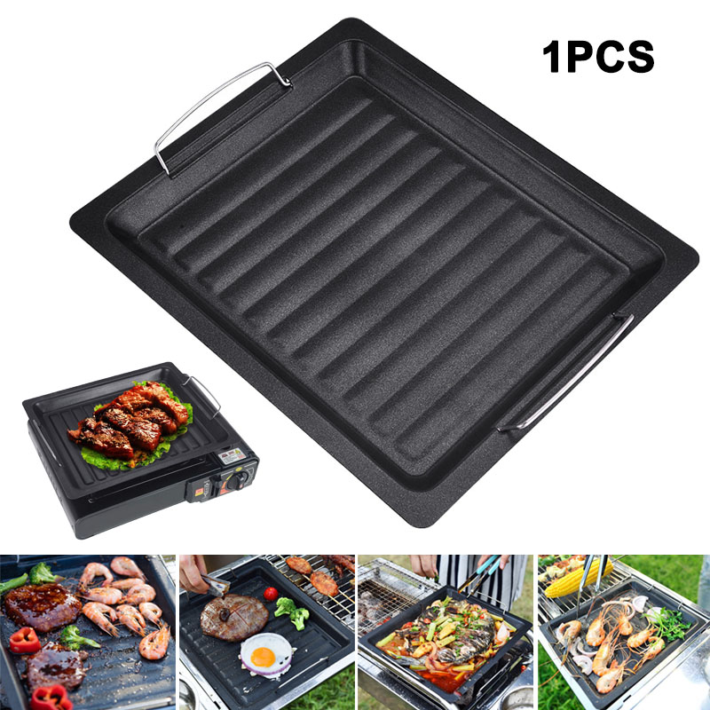 야외용 두꺼운 사각 그릴 팬, 손잡이 두 개, 휴대용  - Camping Hiking Cooking 리뷰 및 가격