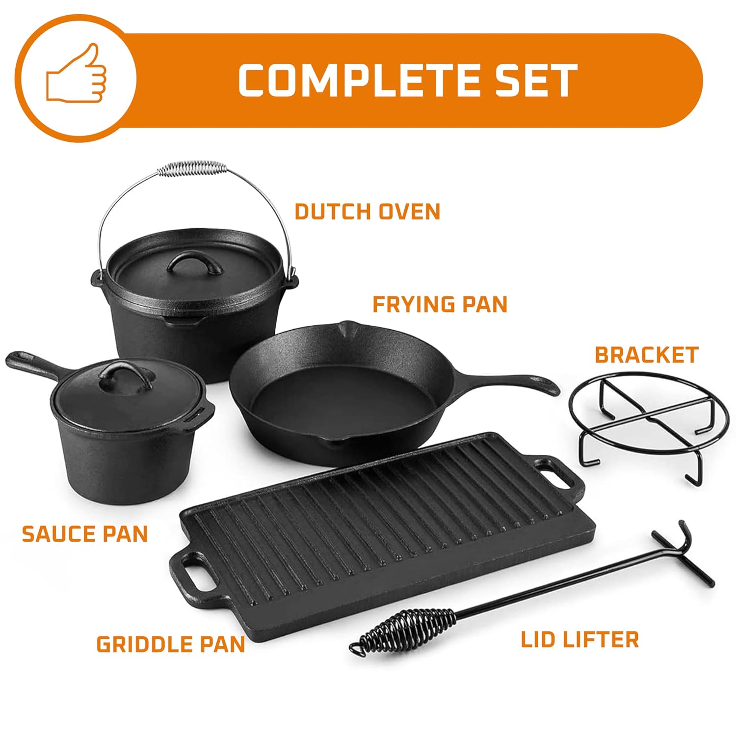 캠핑 요리 세트 7종. 사전 조리된 무쇠 냄비와 프라이 - Camping Cooking Dutch Oven 리뷰 및 가격