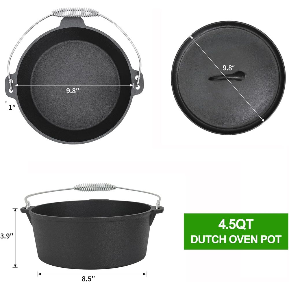 8종 프리시즈닝된 더치 오븐 쿠킹 세트, 주철 캠핑용  - Camping Cooking Dutch Oven 리뷰 및 가격